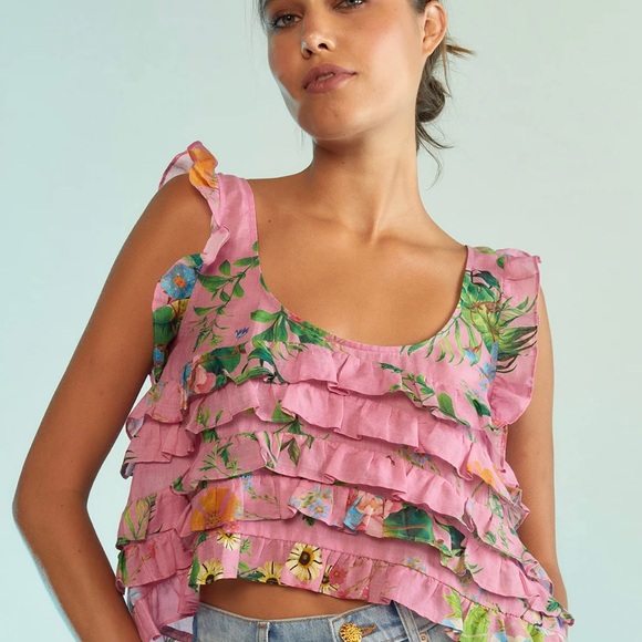 Cynthia Rowley Nola Ruffle Tank Blouse - Picture 3 of 17